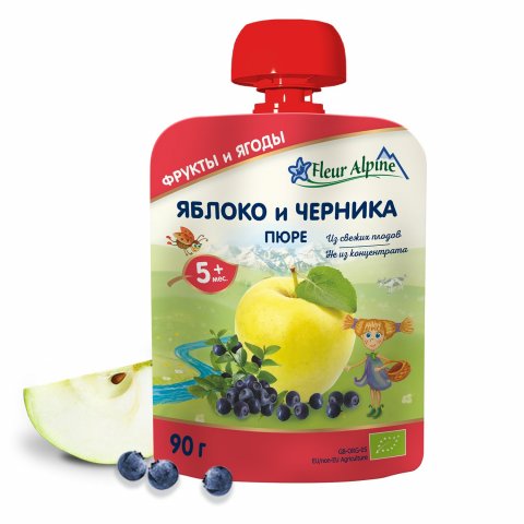 Пюре Fleur Alpine яблоко-черника 90г с 5 месяцев Пюре Fleur Alpine яблоко-черника 90г с 5 месяцев
