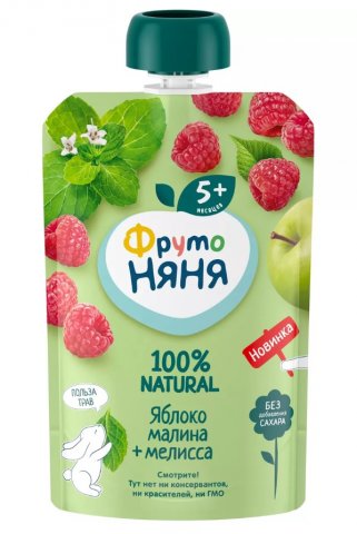 Пюре ФрутоНяня яблоко, малина, мелисса, 90г Пюре ФрутоНяня яблоко, малина, мелисса, 90г