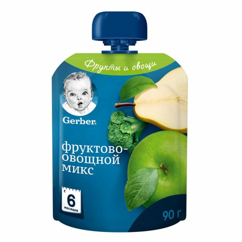 Пюре Gerber фруктово-овощной микс 90г с 6 месяцев Пюре Gerber фруктово-овощной микс 90г с 6 месяцев