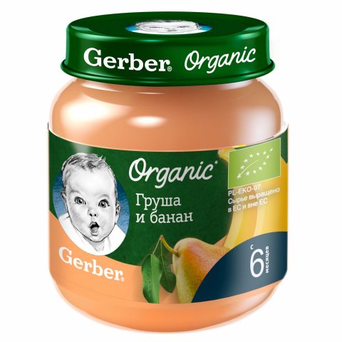 Пюре Gerber груша и банан 125г с 6 месяцев Пюре Gerber груша и банан 125г с 6 месяцев