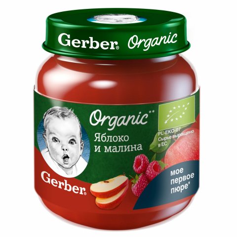 Пюре Gerber яблоко и малина 125г с 5 месяцев Пюре Gerber яблоко и малина 125г с 5 месяцев