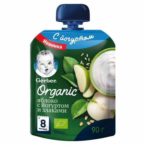 Пюре Gerber яблоко-злаки-йогурт 90г с 8 месяцев Пюре Gerber яблоко-злаки-йогурт 90г с 8 месяцев