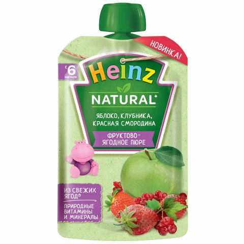 Пюре Heinz яблоко-клубника-красная смородина 90г с 6 месяцев Пюре Heinz яблоко-клубника-красная смородина 90г с 6 месяцев