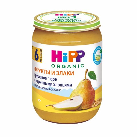 Пюре Hipp груша-зерновые хлопья 190 г с 6 месяцев Пюре Hipp груша-зерновые хлопья 190 г с 6 месяцев