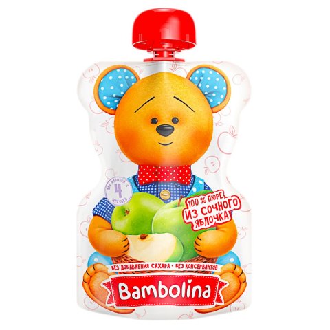 Пюре из сочного яблочка Bambolina с 4 месяцев 100 гр. Пюре из сочного яблочка Bambolina с 4 месяцев 100 гр.