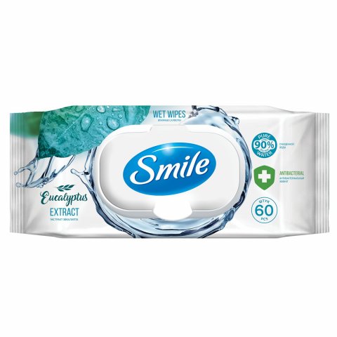 Салфетки Smile с экстрактом эвкалипта 60шт Салфетки Smile с экстрактом эвкалипта 60шт