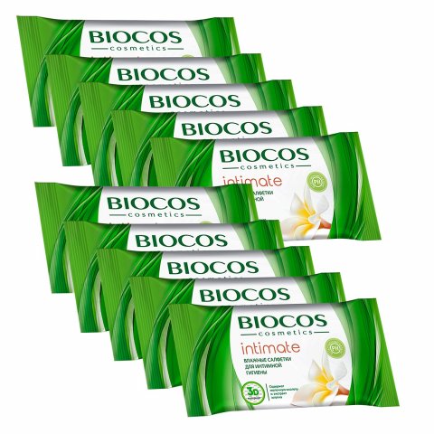 Салфетки влажные Biocos Intimate для интимной гигиены 10*15 шт Салфетки влажные Biocos Intimate для интимной гигиены 10*15 шт