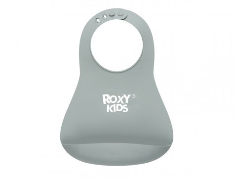 Слюнявчик детский нагрудник для кормления ROXY-KIDS мягкий с кармашком и застежкой, цвет серый Слюнявчик детский нагрудник для кормления ROXY-KIDS мягкий с кармашком и застежкой, цвет серый