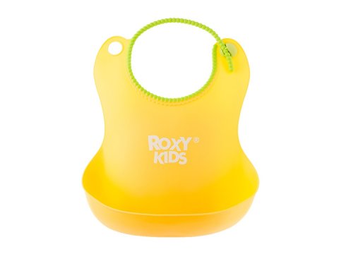 Слюнявчик детский нагрудник для кормления ROXY-KIDS с кармашком и застежкой, цвет желтый Слюнявчик детский нагрудник для кормления ROXY-KIDS с кармашком и застежкой, цвет желтый