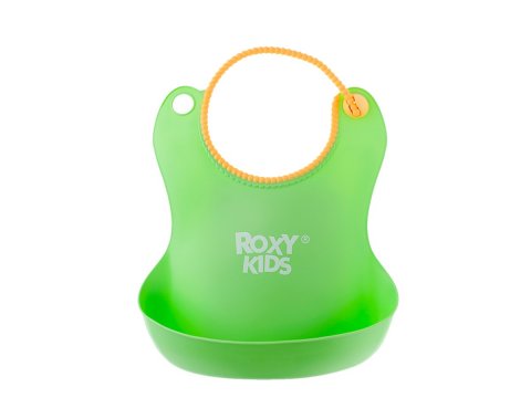 Слюнявчик детский нагрудник для кормления ROXY-KIDS с кармашком и застежкой, цвет зеленый Слюнявчик детский нагрудник для кормления ROXY-KIDS с кармашком и застежкой, цвет зеленый