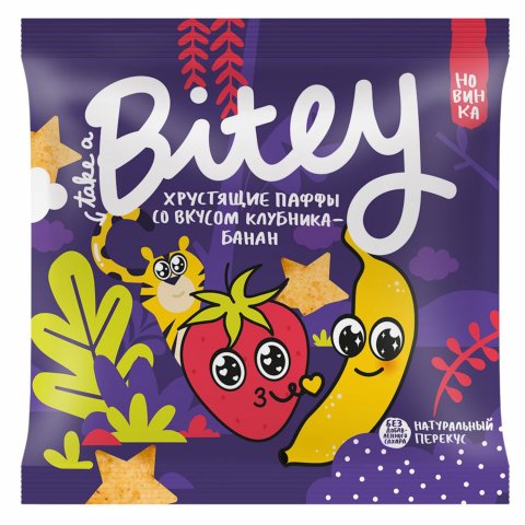 Снек Take a Bitey паффы мультизлаковые клубника-банан 20г Снек Take a Bitey паффы мультизлаковые клубника-банан 20г