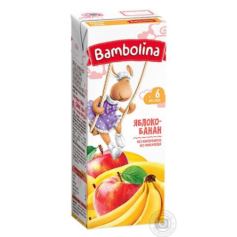 Сок Bambolina яблоко-банан с 6 месяцев 200 мл Сок Bambolina яблоко-банан с 6 месяцев 200 мл