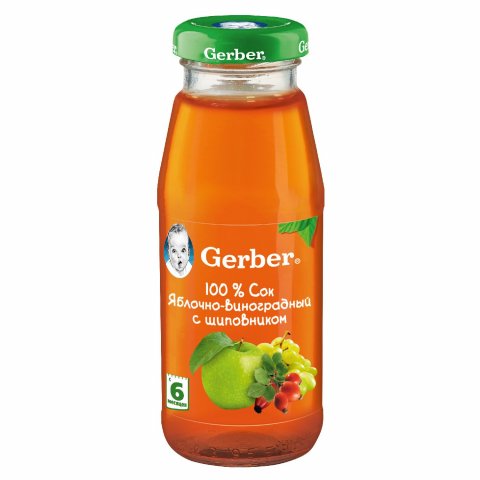 Сок Gerber яблоко-виноград-шиповник 0.175л с6 месяцев Сок Gerber яблоко-виноград-шиповник 0.175л с6 месяцев