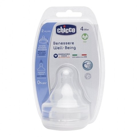 Соска силиконовая быстрый поток Chicco Well-Being 4m+ 2 штуки Соска силиконовая быстрый поток Chicco Well-Being 4m+ 2 штуки