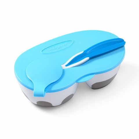 Тарелочка Babyono с отделениями и ложечкой Голубая 1067 Тарелочка Babyono с отделениями и ложечкой Голубая 1067