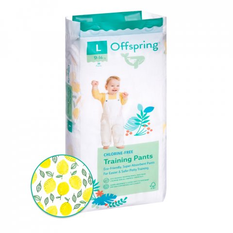 Трусики-подгузники Offspring L 9-14 кг 36 шт расцветка Лимоны Трусики-подгузники Offspring L 9-14 кг 36 шт расцветка Лимоны