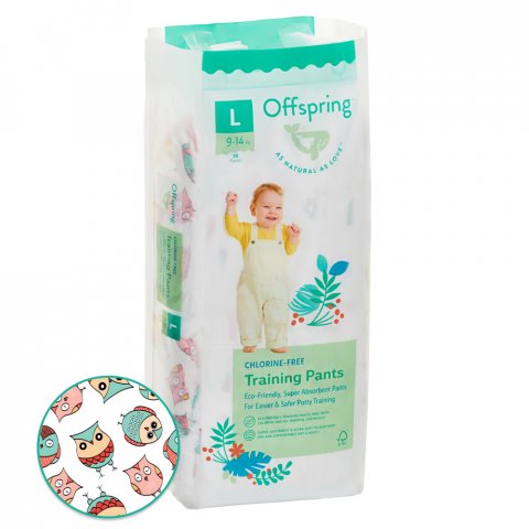 Трусики-подгузники Offspring L 9-14 кг 36 шт расцветка Совы Трусики-подгузники Offspring L 9-14 кг 36 шт расцветка Совы