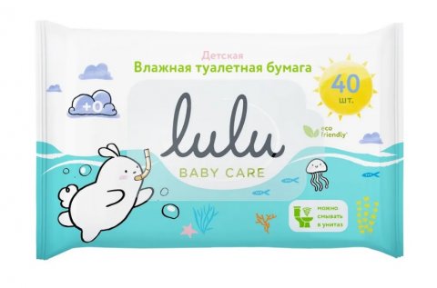 Влажная туалетная бумага Lulu детская, 40 шт. Влажная туалетная бумага Lulu детская, 40 шт.