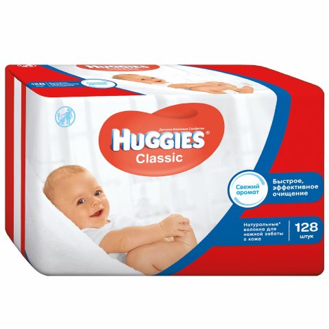 Влажные салфетки Huggies Классик 128 шт Влажные салфетки Huggies Классик 128 шт