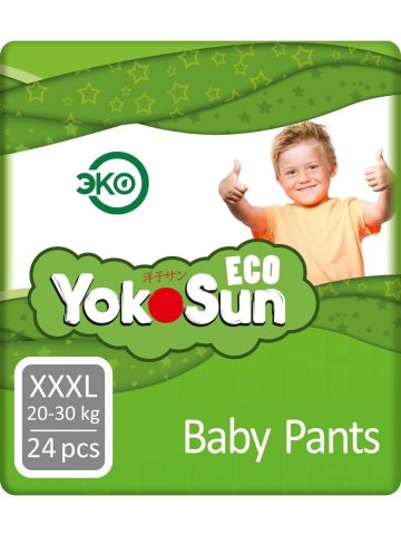 YokoSun / Подгузники-трусики YokoSun Eco, размер XXXL (20-30 кг), 24 шт. YokoSun / Подгузники-трусики YokoSun Eco, размер XXXL (20-30 кг), 24 шт.