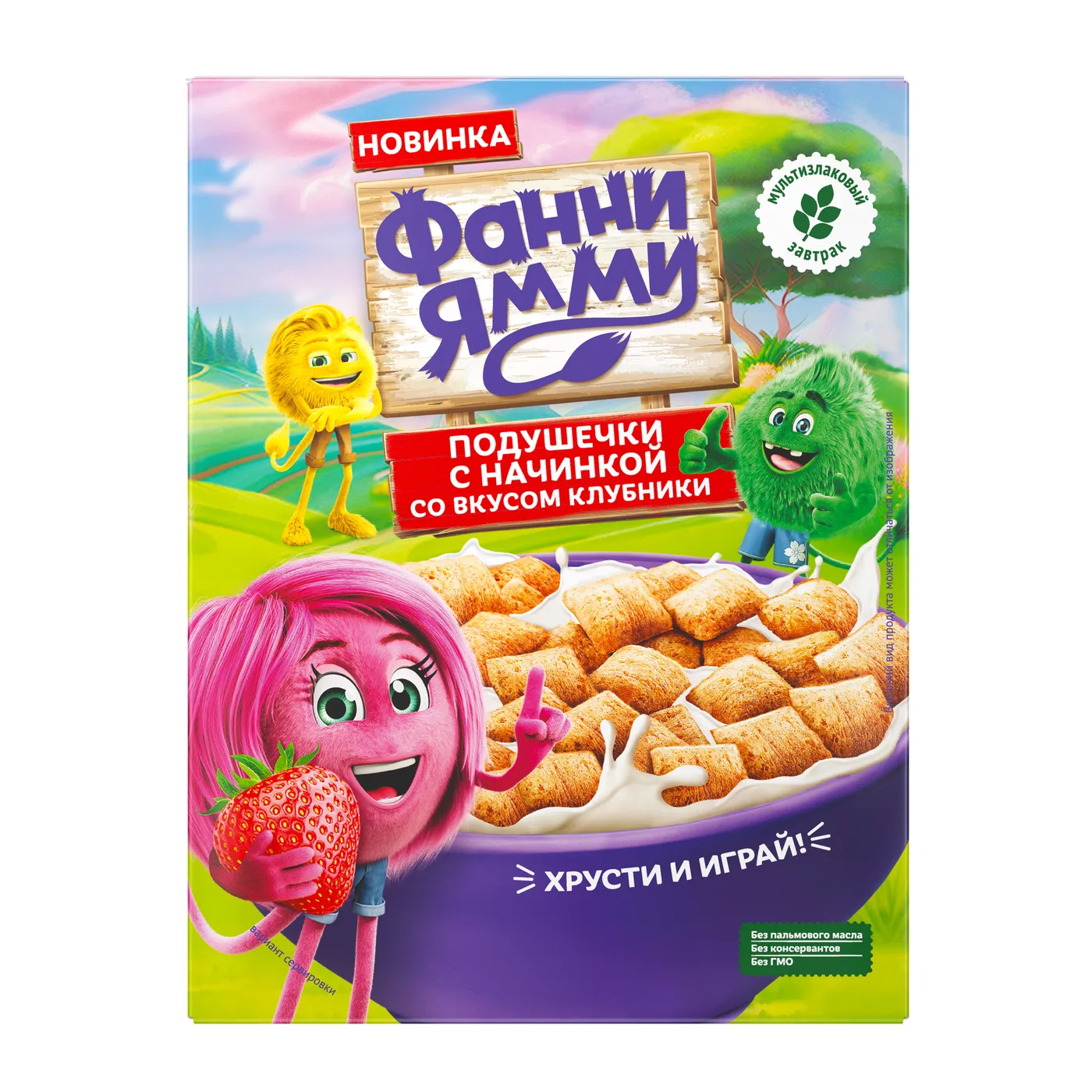 Подушечки Фанни Ямми мультизлаковые с клубничной начинкой 220г Подушечки Фанни Ямми мультизлаковые с клубничной начинкой 220г