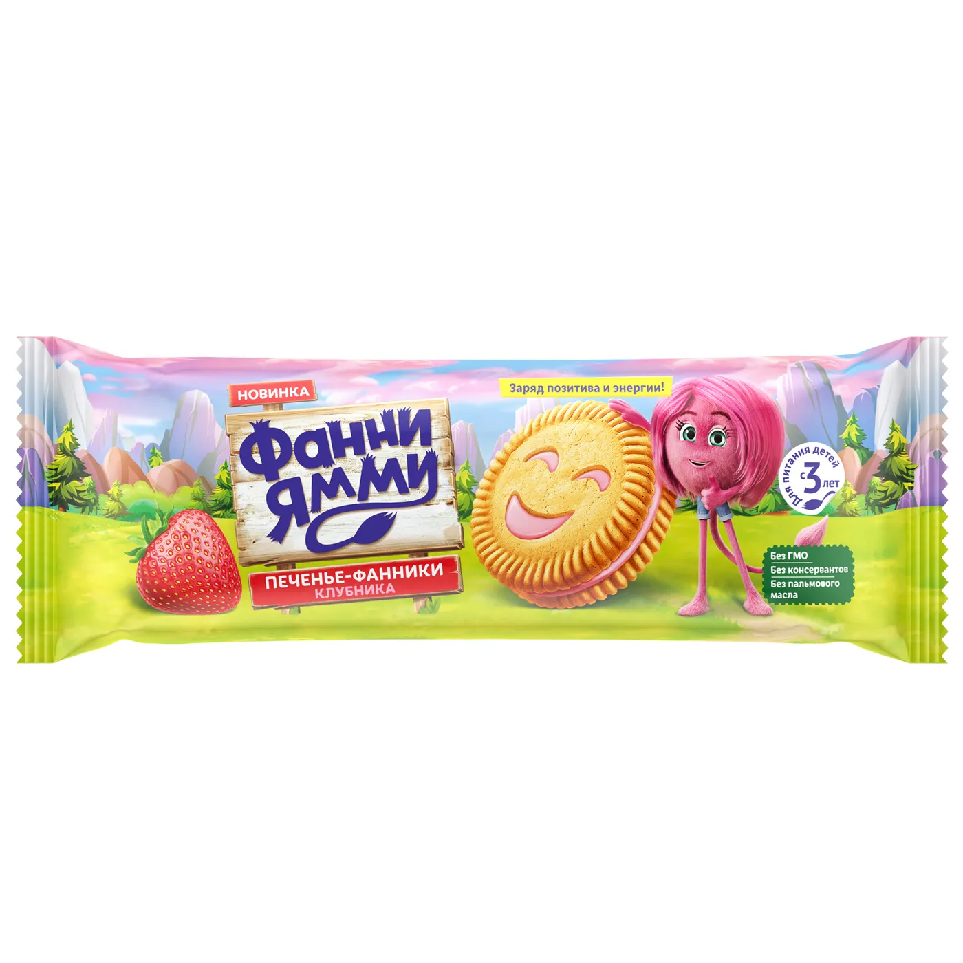 Печенье Фанни Ямми c клубничной начинкой 104г Печенье Фанни Ямми c клубничной начинкой 104г