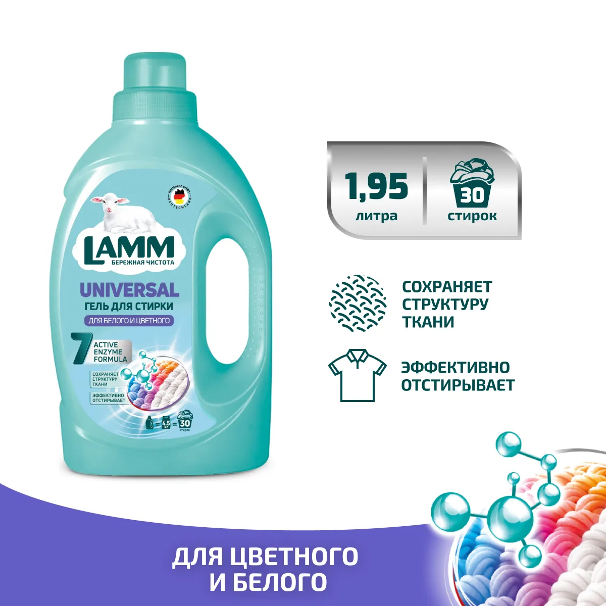 Гель для стирки LAMM Universal 1.95л Гель для стирки LAMM Universal 1.95л