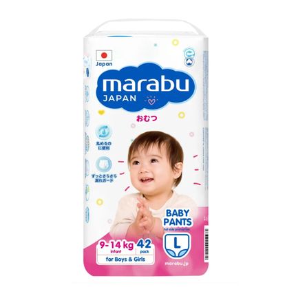 Подгузники-трусики MARABU, размер L (9-14 кг), 42 шт Подгузники-трусики MARABU, размер L (9-14 кг), 42 шт