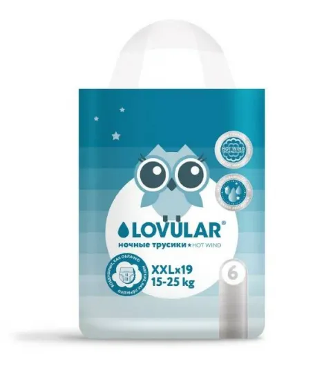 Lovular Трусики-подгузники Hot Wind ночные ХХL 19 шт (15-25 кг) Lovular Трусики-подгузники Hot Wind ночные ХХL 19 шт (15-25 кг)