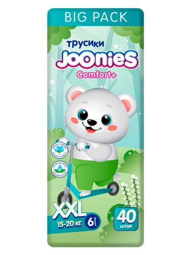 Joonies Comfort+ трусики BIGPACK размер XXL 15-20кг 40 штук Joonies Comfort+ трусики BIGPACK размер XXL 15-20кг 40 штук