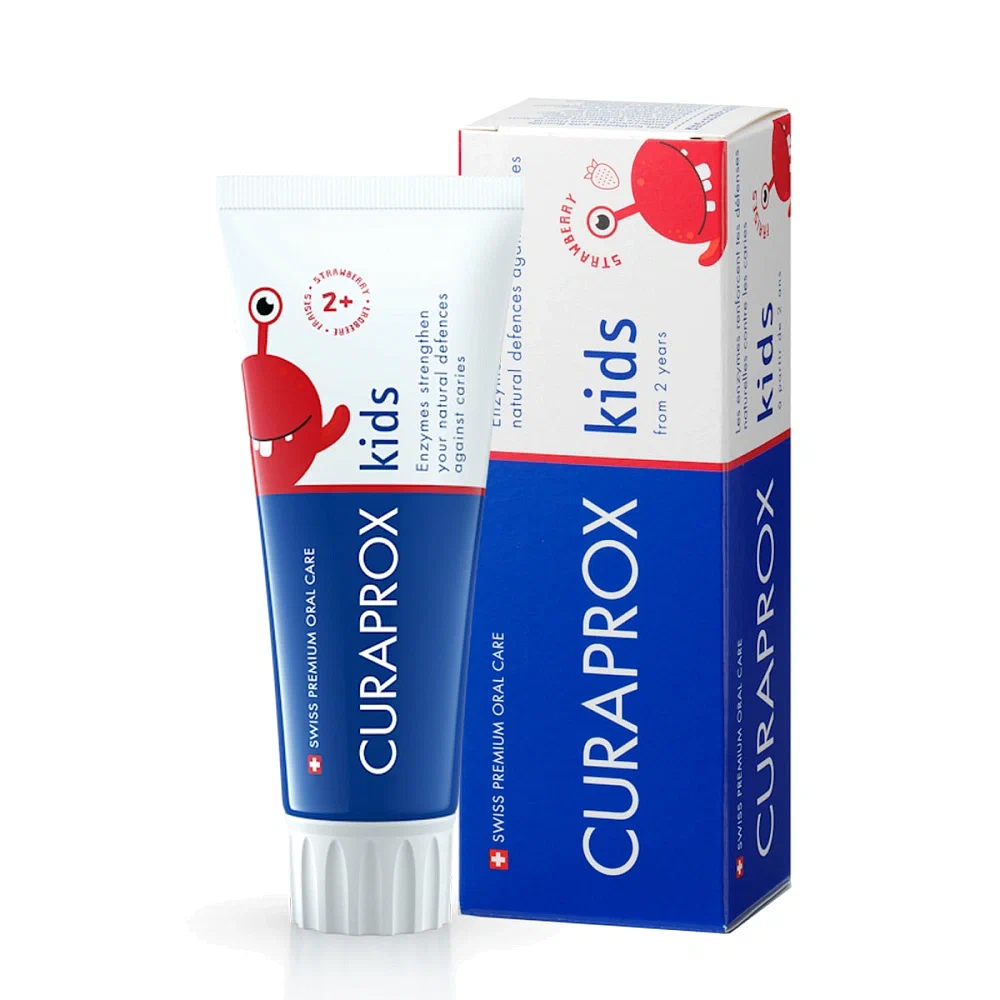 Детская зубная паста Curaprox Kids 950 ppm со вкусом клубники (с 2 лет), 60 мл Детская зубная паста Curaprox Kids 950 ppm со вкусом клубники (с 2 лет), 60 мл