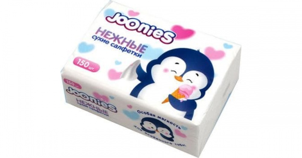 Салфетки Joonies 150шт сухие нежные Салфетки Joonies 150шт сухие нежные