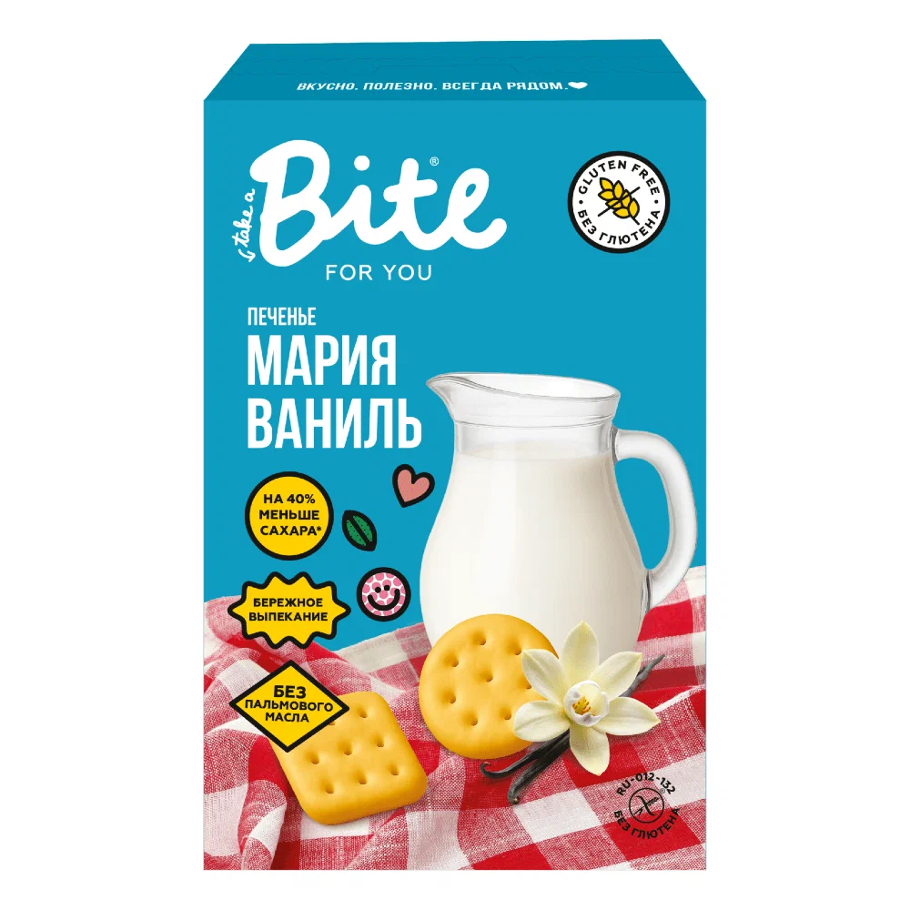 Bite Печенье Мария Ваниль без глютена, 100г с 1,5 лет Bite Печенье Мария Ваниль без глютена, 100г с 1,5 лет