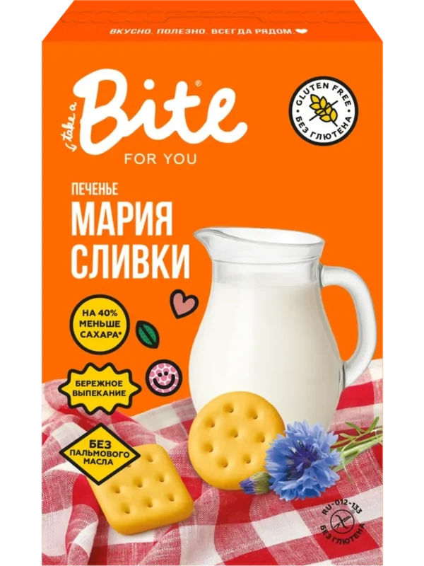 Bite Печенье безглютеновое Мария, со вкусом сливок, 100г с 1,5 лет